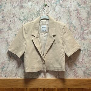 Cropped Short Sleeve Blazer Jacket